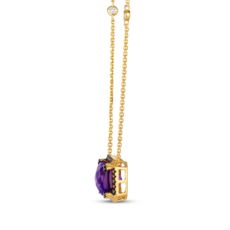 Main Image 2 of Le Vian Emerald-Cut Amethyst Necklace 1/4 ct tw Diamonds 14K Honey Gold 19&quot;