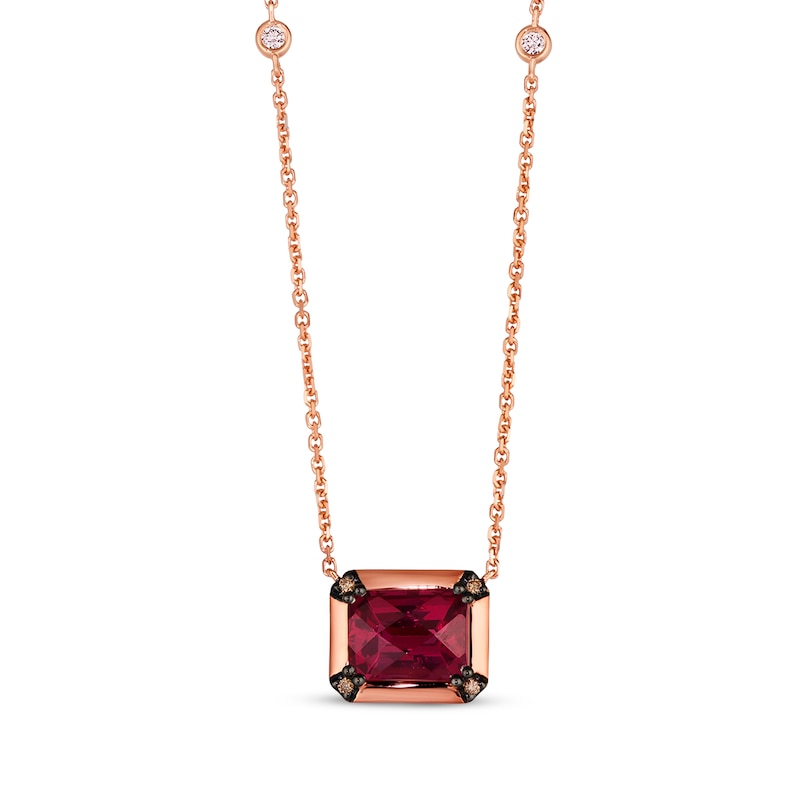 Main Image 1 of Le Vian Rhodolite Garnet Necklace 1/10 ct tw Diamonds 14K Strawberry Gold 19&quot;