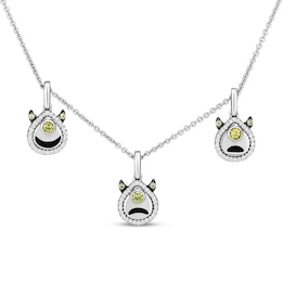 Disney Treasures Monsters, Inc. &quot;Mike&quot; Peridot & Diamond Dangle Necklace 1/5 ct tw Sterling Silver 18&quot;