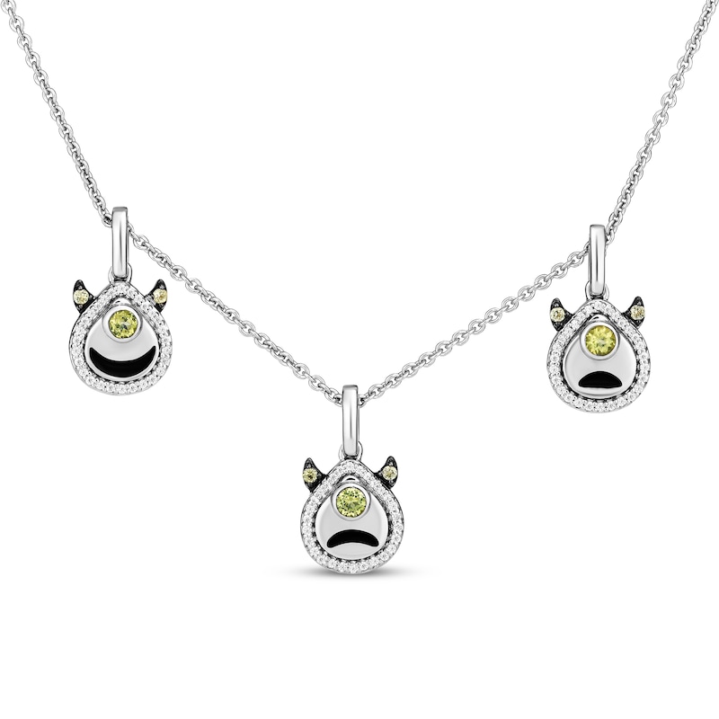 Main Image 1 of Disney Treasures Monsters, Inc. &quot;Mike&quot; Peridot & Diamond Dangle Necklace 1/5 ct tw Sterling Silver 18&quot;