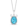 Thumbnail Image 0 of Disney Treasures Monsters, Inc. "Sulley" Oval-Cut Swiss Blue Topaz & Diamond Necklace 1/15 ct tw Sterling Silver 19"