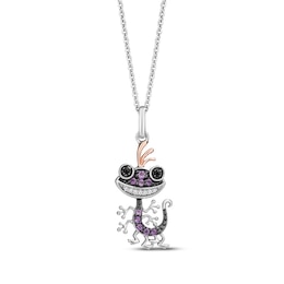Disney Treasures Monsters, Inc. &quot;Randall&quot; Amethyst & Diamond Accent Necklace Sterling Silver & 10K Rose Gold 19&quot;