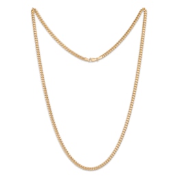 Hollow Cuban Curb Chain Necklace 10K Yellow Gold 22&quot;