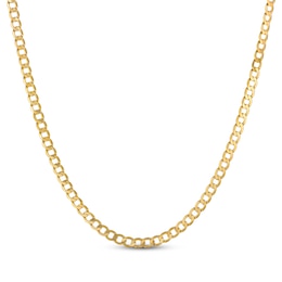 Diamond-Cut Curb Chain Necklace Solid 10K Yellow Gold 24&quot;