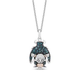 Disney Treasures Monsters, Inc. &quot;Boo & Sulley&quot; Multi-Stone Necklace 1/20 ct tw Sterling Silver & 10K Rose Gold 19&quot;