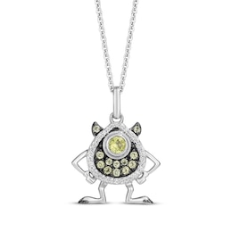 Disney Treasures Monsters, Inc. &quot;Mike&quot; Peridot & Diamond Necklace 1/15 ct tw Sterling Silver 19&quot;