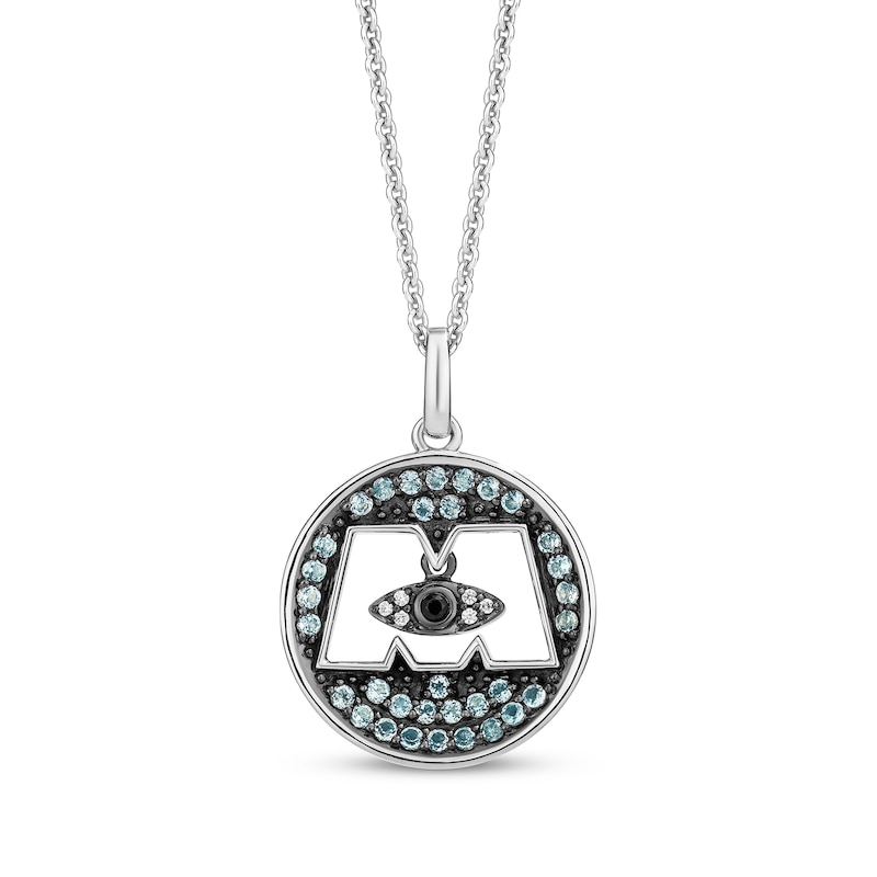 Main Image 1 of Disney Treasures Monsters, Inc. Swiss Blue Topaz & Diamond Accent Logo Necklace Sterling Silver 19&quot;