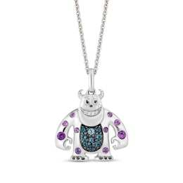 Disney Treasures Monsters, Inc. &quot;Sulley&quot; Amethyst, London Blue Topaz & Diamond Accent Necklace Sterling Silver 19&quot;