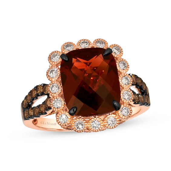 Le Vian Vault Garnet Ring 5/8 ct Diamonds 14K Strawberry Gold