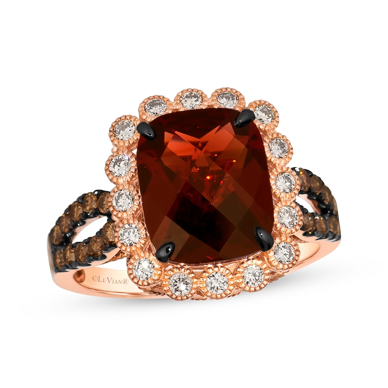 Le Vian Vault Garnet Ring 5/8 ct Diamonds 14K Strawberry Gold Size 7