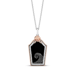 Disney Treasures The Nightmare Before Christmas 30th Anniversary Black Onyx Necklace 1/10 ct tw Diamonds Sterling Silver & 10K Rose Gold