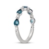 Thumbnail Image 2 of Neil Lane Pear-Shaped London Blue Topaz & Round-Cut Diamond Anniversary Ring 1/8 14K White Gold