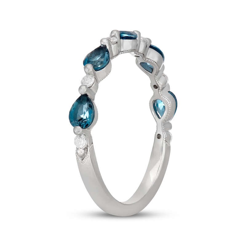 Main Image 2 of Neil Lane Pear-Shaped London Blue Topaz & Round-Cut Diamond Anniversary Ring 1/8 14K White Gold