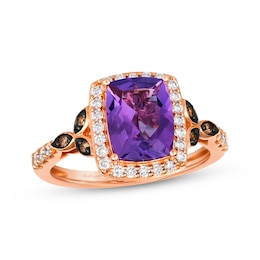 Le Vian Venetian Mosaic Cushion-Cut Amethyst Ring 1/3 ct tw Diamonds 14K Strawberry Gold