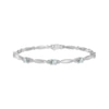 Thumbnail Image 1 of Oval-Cut Aquamarine & White Lab-Created Sapphire Link Bracelet Sterling Silver 7.25&quot;