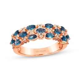 Le Vian Venetian Mosaic Marquise-Cut Blue Topaz Ring 1/5 ct tw Diamonds 14K Strawberry Gold