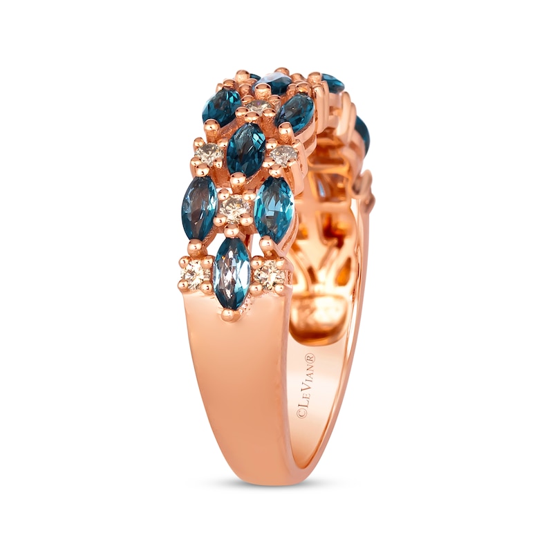 Main Image 2 of Le Vian Venetian Mosaic Marquise-Cut Blue Topaz Ring 1/5 ct tw Diamonds 14K Strawberry Gold