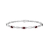 Thumbnail Image 1 of Oval-Cut Garnet & White Lab-Created Sapphire Link Bracelet Sterling Silver 7.25&quot;