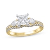 Thumbnail Image 1 of Princess-Cut & Pear-Shaped Diamond Three-Stone Engagement Ring 1-3/4 ct tw 14K Two-Tone Gold