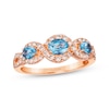 Thumbnail Image 1 of Le Vian Oval-Cut Blue Topaz Ring 3/8 ct tw Diamonds 14K Honey Gold