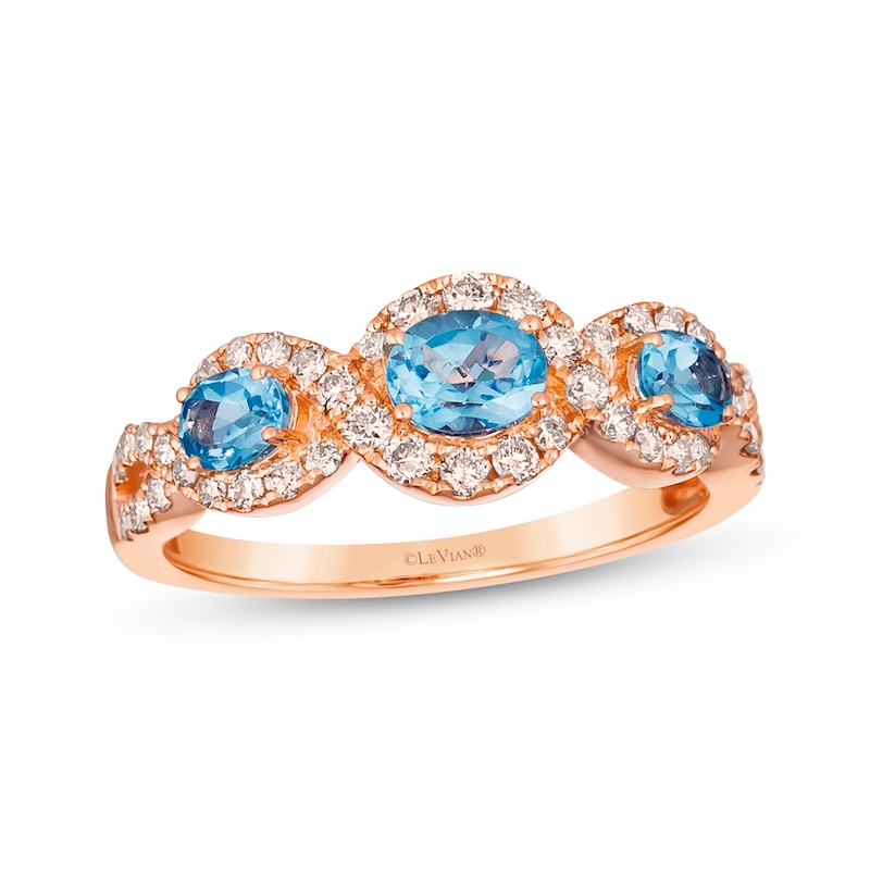 Main Image 1 of Le Vian Oval-Cut Blue Topaz Ring 3/8 ct tw Diamonds 14K Honey Gold