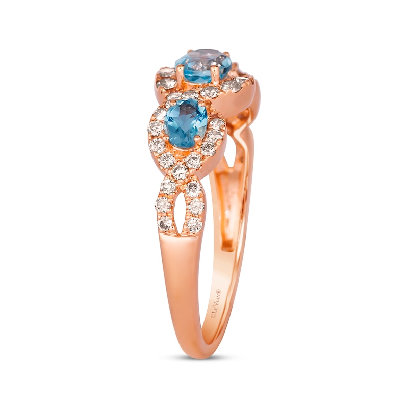 Main Image 2 of Le Vian Oval-Cut Blue Topaz Ring 3/8 ct tw Diamonds 14K Honey Gold