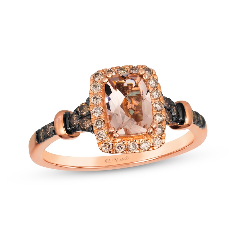 Main Image 1 of Le Vian Cushion-Cut Morganite Ring 1/4 ct tw Diamonds 14K Strawberry Gold