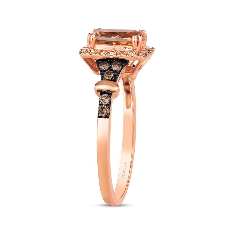 Main Image 2 of Le Vian Cushion-Cut Morganite Ring 1/4 ct tw Diamonds 14K Strawberry Gold