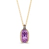 Thumbnail Image 1 of Le Vian Cushion-Cut Amethyst Necklace 1/6 ct tw Diamonds 14K Honey Gold 19&quot;