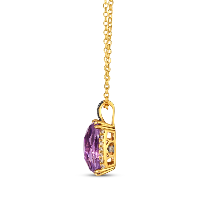 Main Image 2 of Le Vian Cushion-Cut Amethyst Necklace 1/6 ct tw Diamonds 14K Honey Gold 19&quot;