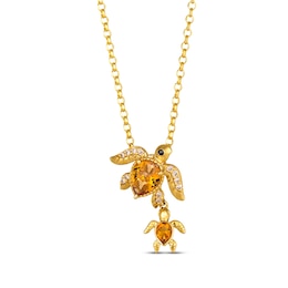 Le Vian Garden Party Pear-Shaped Citrine Turtles Necklace 1/10 ct tw Diamonds 14K Honey Gold 19&quot;