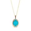 Thumbnail Image 1 of Le Vian Oval-Cut Turquoise Necklace 3/4 ct tw Diamonds 14K Honey Gold 19&quot;