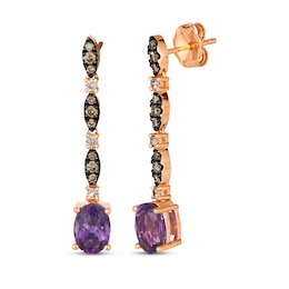 Le Vian Venetian Mosaic Oval-Cut Amethyst Drop Earrings 1/4 ct tw Diamonds 14K Strawberry Gold