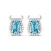 Thumbnail Image 1 of Disney Treasures Monsters, Inc. &quot;Sulley&quot; Oval-Cut Swiss Blue Topaz & Diamond Earrings Sterling Silver