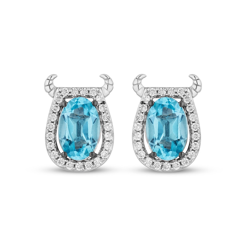 Main Image 1 of Disney Treasures Monsters, Inc. &quot;Sulley&quot; Oval-Cut Swiss Blue Topaz & Diamond Earrings Sterling Silver