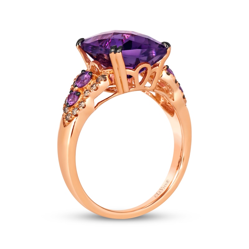 Main Image 3 of Le Vian Cushion-Cut Amethyst & Pink Sapphire Ring 1/5 ct tw Diamonds 14K Strawberry Gold