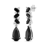 Thumbnail Image 1 of Pear-Shaped & Baguette-Cut Black Onyx & White Lab-Created Sapphire Dangle Earrings Sterling Silver