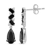 Thumbnail Image 3 of Pear-Shaped & Baguette-Cut Black Onyx & White Lab-Created Sapphire Dangle Earrings Sterling Silver