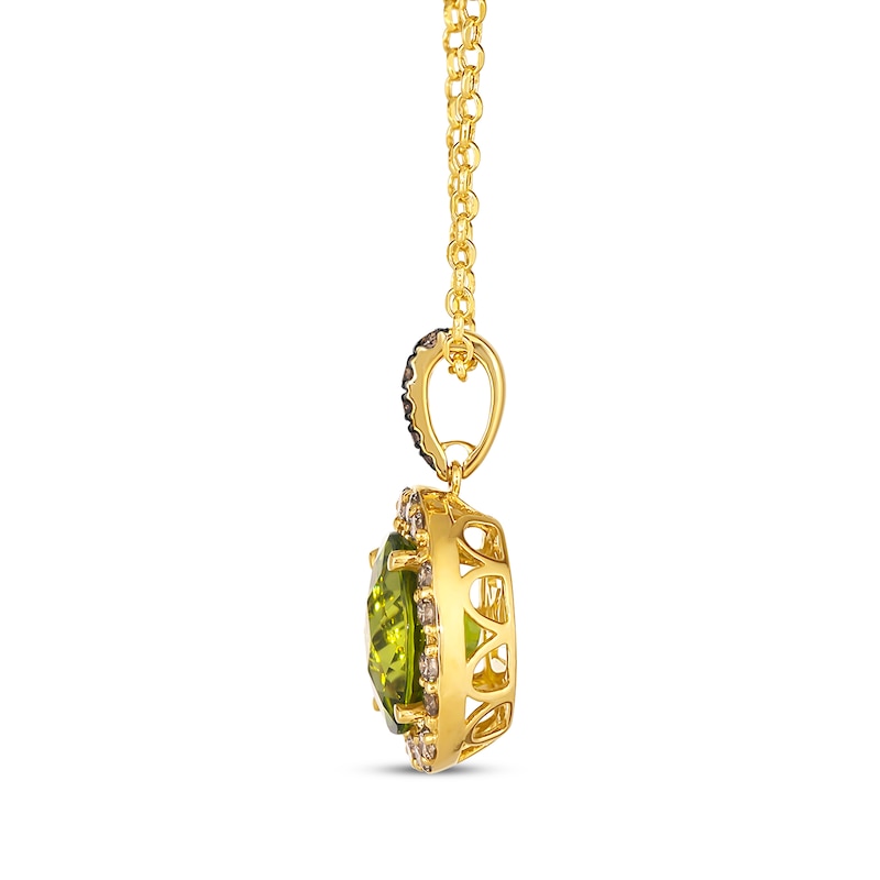 Main Image 2 of Le Vian Oval-Cut Peridot Necklace 3/8 ct tw Diamonds 14K Honey Gold 19&quot;