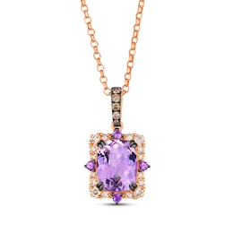 Le Vian Venetian Color on Color Amethyst & Pink Sapphire Necklace 1/3 ct tw Diamonds 14K Strawberry Gold 19&quot;