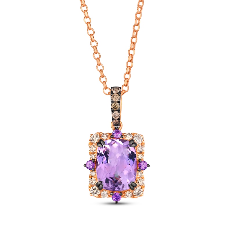 Main Image 1 of Le Vian Venetian Color on Color Amethyst & Pink Sapphire Necklace 1/3 ct tw Diamonds 14K Strawberry Gold 19&quot;