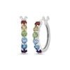 Thumbnail Image 1 of Multi-Gemstone Rainbow Hoop Earrings Sterling Silver