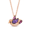 Thumbnail Image 1 of Le Vian Garden Party Amethyst & Garnet Songbird Necklace 1/4t tw Diamonds 14K Strawberry Gold 19&quot;