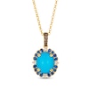 Thumbnail Image 1 of Le Vian Venetian Color on Color Oval-Cut Turquoise & Sapphire Necklace 1/5 ct tw Diamonds 14K Honey Gold 19&quot;