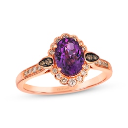 Le Vian Oval-Cut Amethyst Ring 1/4 ct tw Diamonds 14K Strawberry Gold