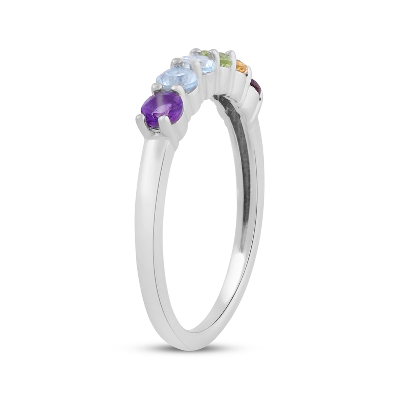 Multi-Gemstone Rainbow Ring Sterling Silver