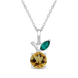 Round-Cut Citrine & Marquise-Cut Lab-Created Emerald Peach Necklace 18&quot;