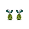 Thumbnail Image 2 of Pear-Shaped Peridot & Marquise-Cut Lab-Created Emerald Pear Earrings Sterling Silver