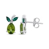 Thumbnail Image 3 of Pear-Shaped Peridot & Marquise-Cut Lab-Created Emerald Pear Earrings Sterling Silver