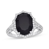 Thumbnail Image 1 of Fancy-Cut Black Onyx & White Lab-Created Sapphire Ring Sterling Silver